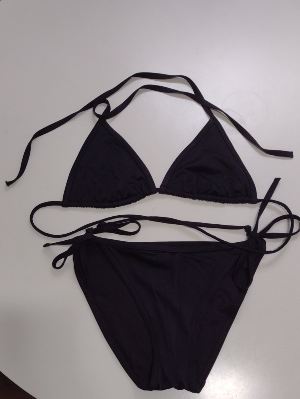 Vintage Victoria's Secret 90s Black Triangle Tie-Side Bikini Set Size XS Small